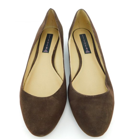STEVEN Steve Madden Brown Suede Leather Ballet Flats 9 - Picture 1 of 5